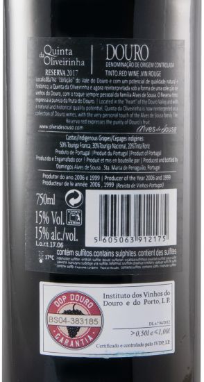 2017 Alves de Sousa Quinta da Oliveirinha Reserva red