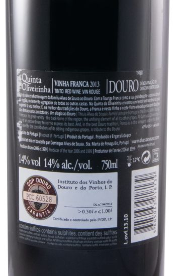 2013 Alves de Sousa Quinta da Oliveirinha Vinha Franca red