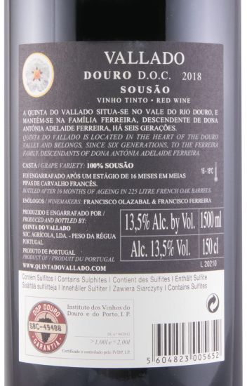 2018 Vallado Sousão tinto 1,5L