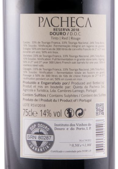 2018 Pacheca Reserva tinto