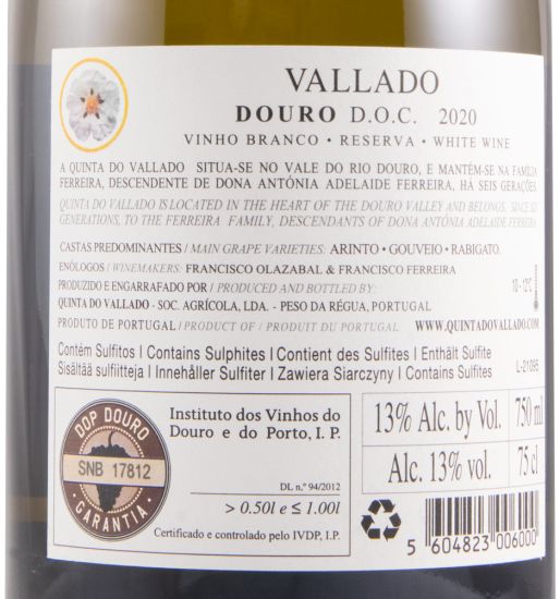 2020 Vallado Reserva branco
