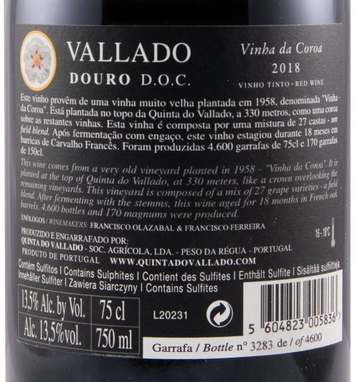 2018 Vallado Vinha da Coroa red
