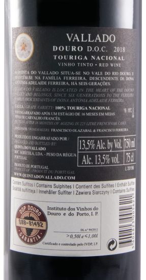2018 Vallado Touriga Nacional tinto