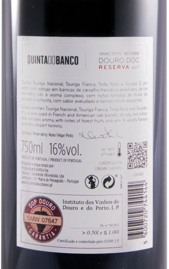 2017 Quinta do Banco Reserva tinto
