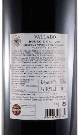 2016 Vallado Reserva tinto 5L