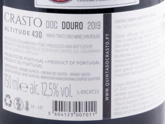 2019 Crasto Altitude 430 tinto