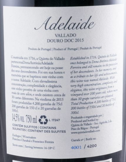 2015 Vallado Adelaide red