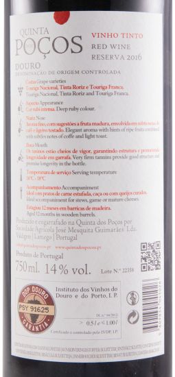 2016 Quinta dos Poços Reserva red