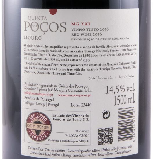 2016 Quinta dos Poços MGXXI tinto 1,5L