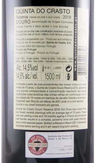 2018 Quinta do Crasto Vinhas Velhas Reserva tinto 1,5L