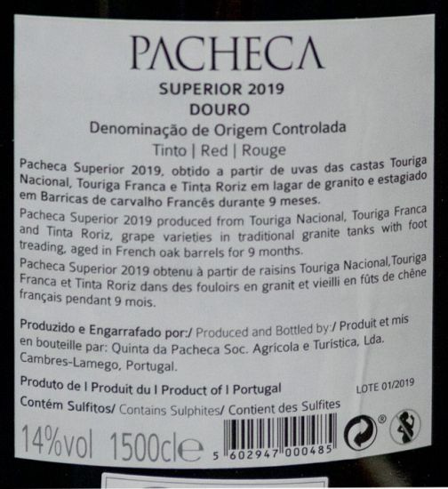 2019 Pacheca Superior tinto 15L