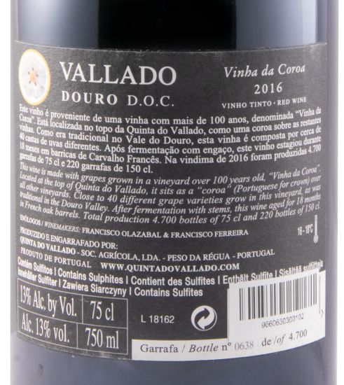 2016 Vallado Vinha da Coroa red