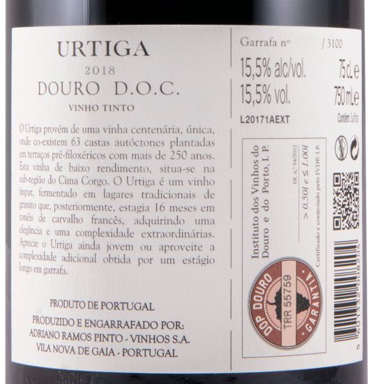 2018 Ramos Pinto Urtiga Terraços Pré-Filoxéricos biológico tinto