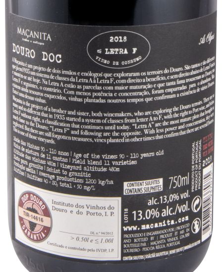 2018 As Olgas Letra F by Maçanita tinto