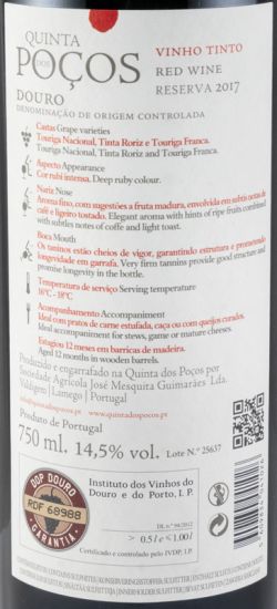 2017 Quinta dos Poços Reserva tinto