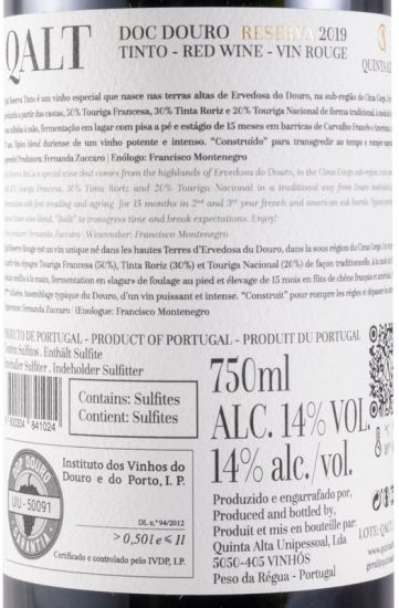 2019 Quinta Alta Qalt Reserva tinto
