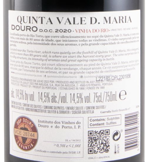2020 Quinta Vale D. Maria Vinha do Rio tinto