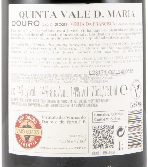 2021 Quinta Vale D. Maria Vinha da Francisca red