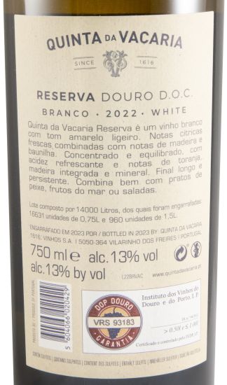 2022 Quinta da Vacaria Reserva white