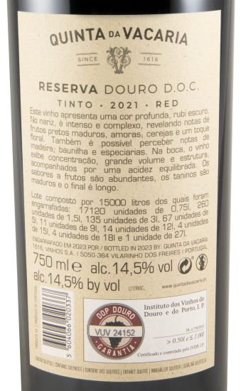 2021 Quinta da Vacaria Reserva red
