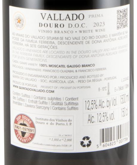 2023 Vallado Prima Moscatel Galego branco 1,5L
