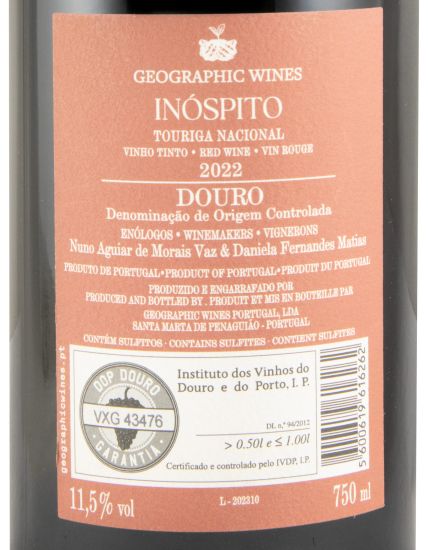 2022 Inóspito Touriga Nacional tinto