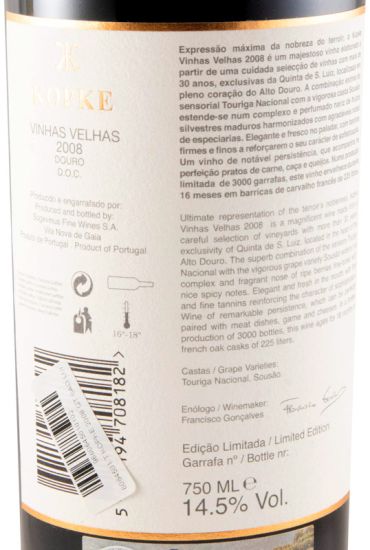 2008 Kopke Quinta de São Luiz Vinhas Velhas red