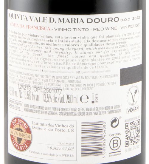 2022 Quinta Vale D. Maria Vinha da Francisca tinto