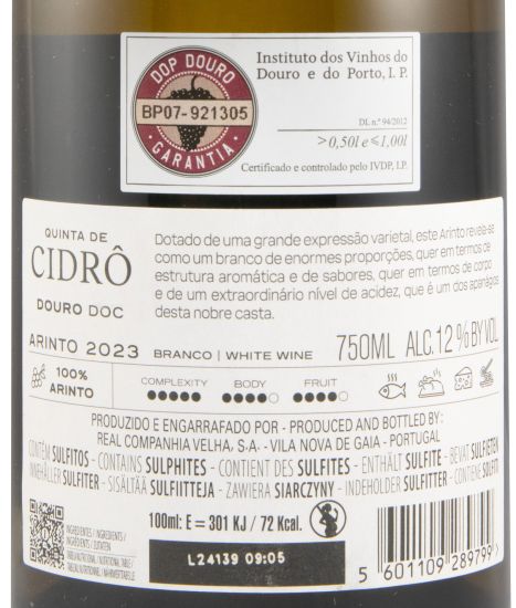 2023 Quinta de Cidrô Arinto white
