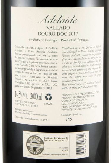 2017 Vallado Adelaide tinto 3L