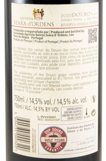 2020 Quinta Seara d'Ordens Vinhas Velhas Reserva tinto