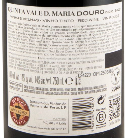 2022 Quinta Vale D. Maria Vinhas Velhas tinto