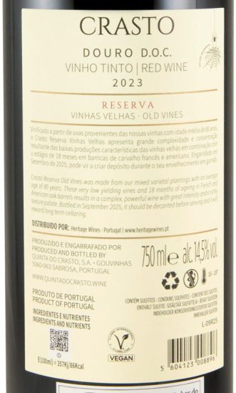 2023 Crasto Vinhas Velhas Reserva red