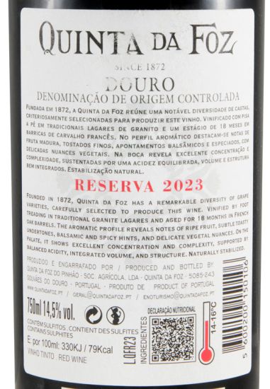 2023 Quinta da Foz Reserva red