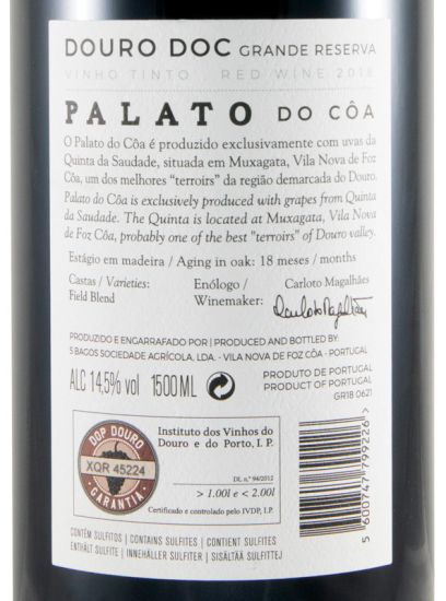 2018 Palato do Côa Grande Reserva tinto 1,5L