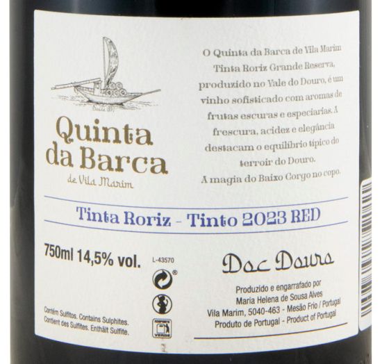 2023 Quinta da Barca Tinta Roriz Grande Reserva red