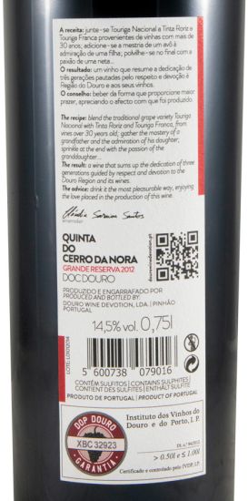 2012 Quinta do Cerro da Nora Grande Reserva tinto