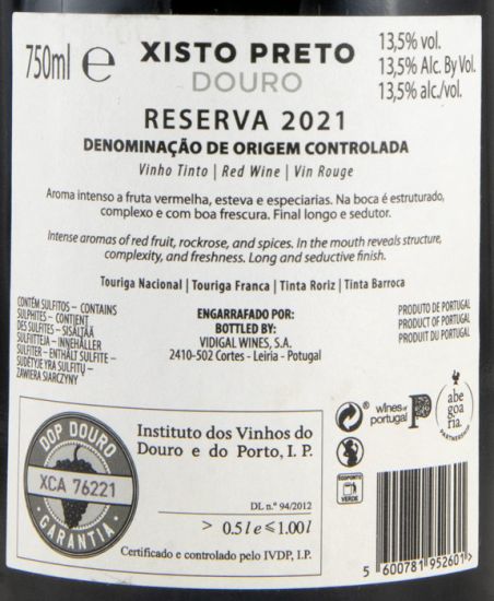 2021 Xisto Preto Reserva red