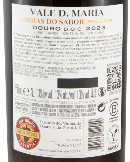 2023 Quinta Vale D. Maria Vinhas do Sabor Reserva branco