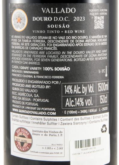 2023 Vallado Sousão tinto 1,5L