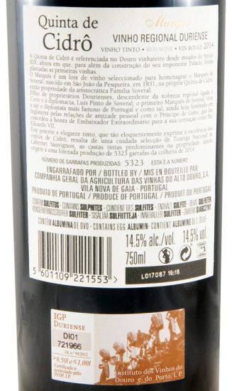 2014 Quinta de Cidrô Marquis red