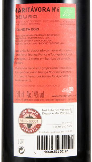 2021 Maritávora N.º 6 Colheita biológico tinto