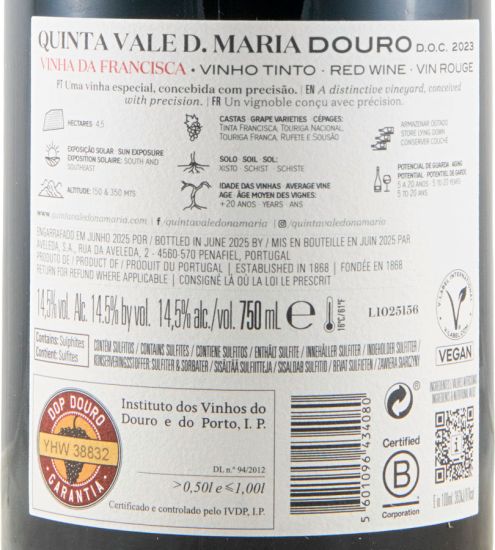 2023 Quinta Vale D. Maria Vinha da Francisca tinto