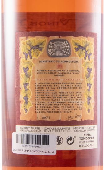 2012 López de Heredia Viña Tondonia Gran Reserva Rioja rosé