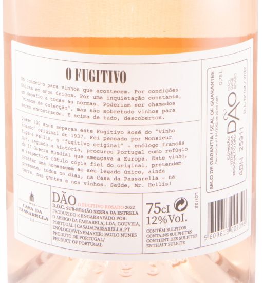 2022 Casa da Passarella Vinho Rosado O Fugitivo rosé