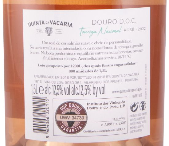 2022 Quinta da Vacaria Touriga Nacional rosé 1,5L