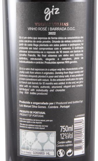 2022 Giz by Luís Gomes Vinhas Velhas rosé