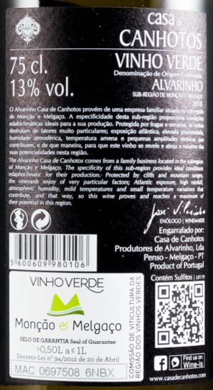 2018 Casa de Canhotos Alvarinho branco