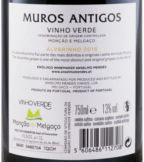 2018 Muros Antigos Alvarinho branco
