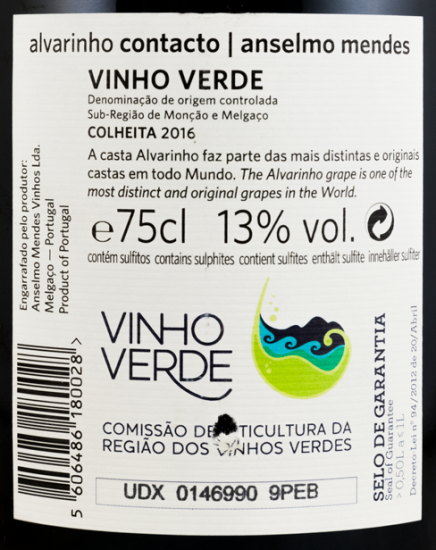 2016 Anselmo Mendes Alvarinho Contacto branco